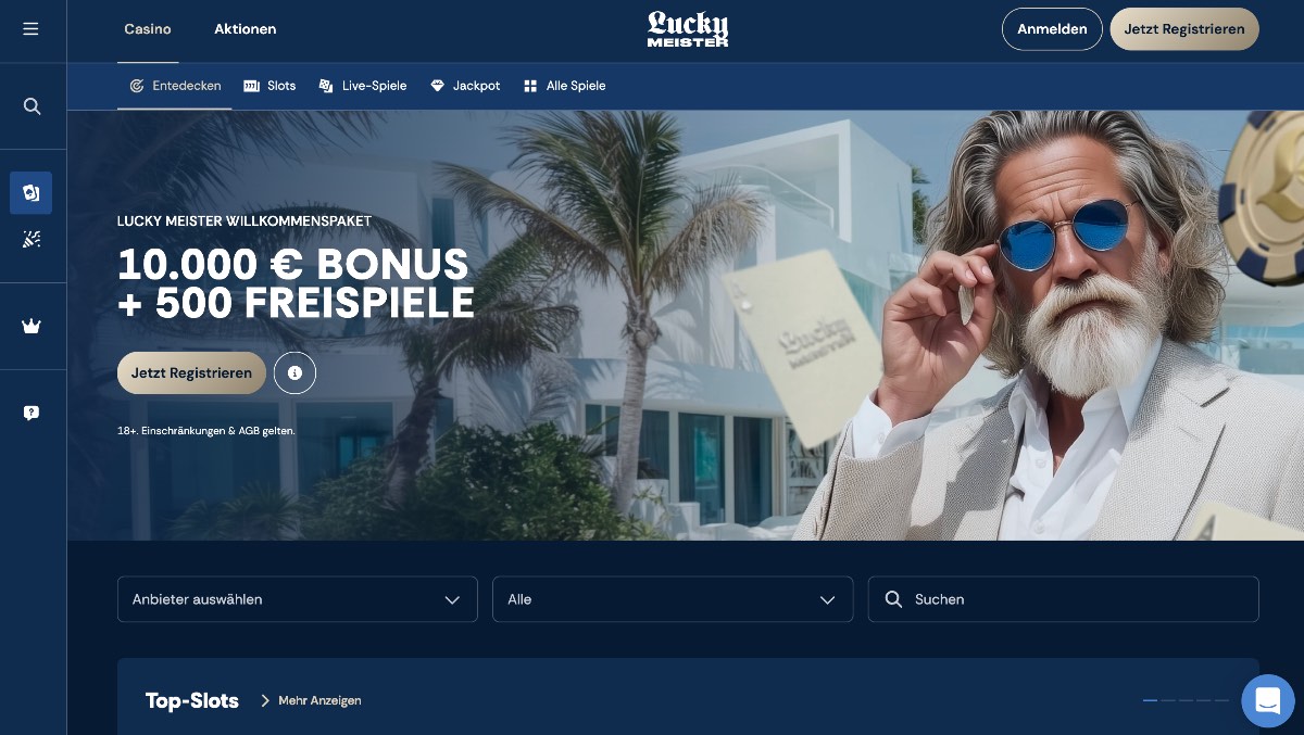 Wer Wert auf Transparenz legt, findet in LuckyMeister ein attraktives casino ohne oasis. Der Anbieter überzeugt durch ein mehrstufiges Willkommenspaket, das mit fairen 35-fachen Umsatzbedingungen einen soliden Start ermöglicht.