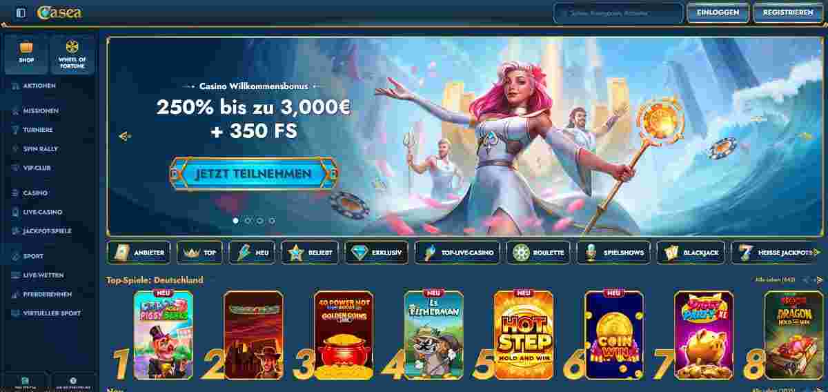 Für Bonus-Jäger ist Casea die Top-Adresse unter den casino ohne oasis. Mit einem massiven Paket von bis zu 3.000 € Bonusguthaben und 350 Freispielen, verteilt auf die ersten vier Einzahlungen, bietet es das größte Startvolumen im Vergleich.